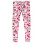 Girls Pink Logo Heart Leggings, 1, hi-res