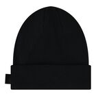Girls Black Logo Beanie Hat, 1, hi-res