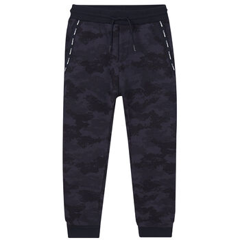 Boys Navy Camouflaged Joggers