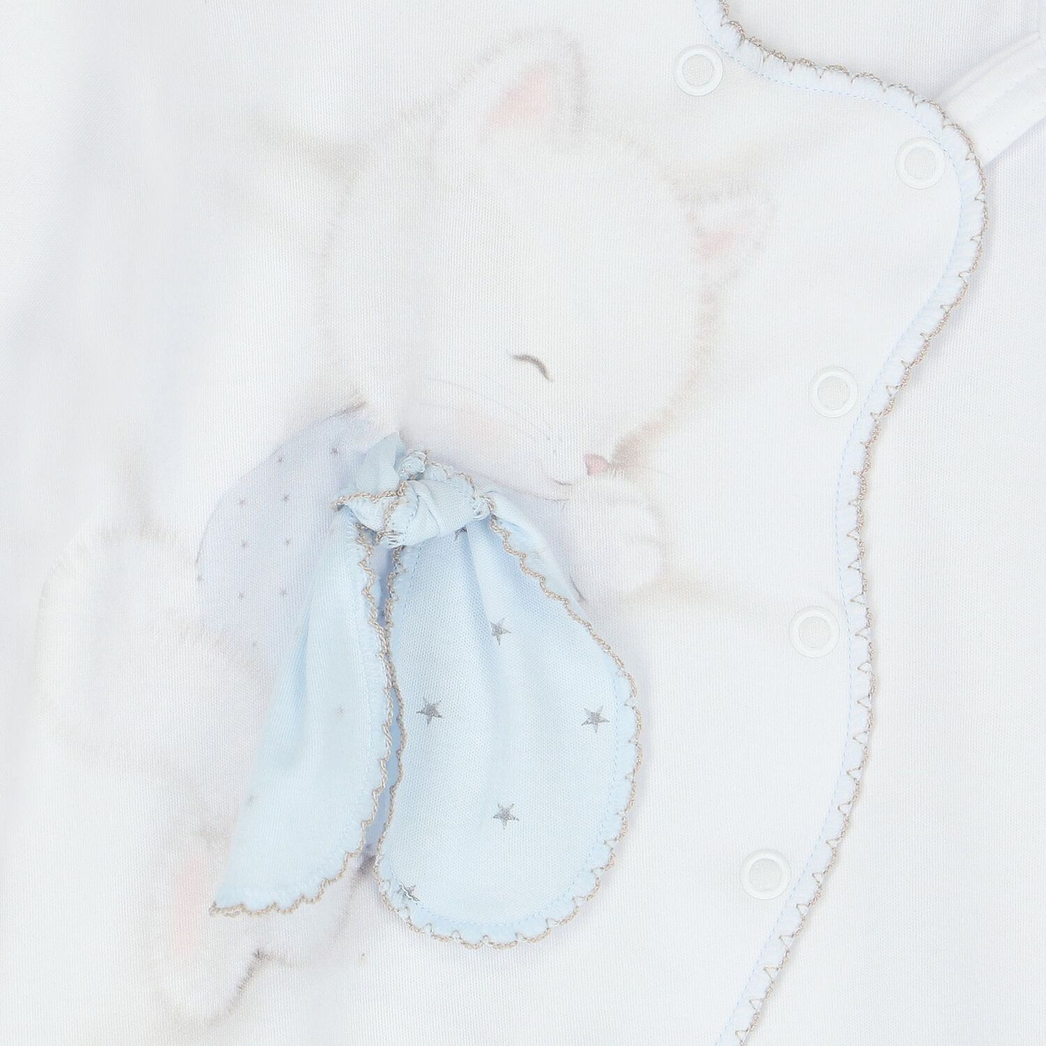 Baby Boys White & Blue Kitten Babygrow, 1, hi-res