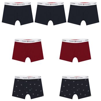 Boys Burgundy & Navy Blue Boxer Shorts (7-Pack)