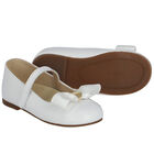 Girls White Satin Bow Shoes, 1, hi-res