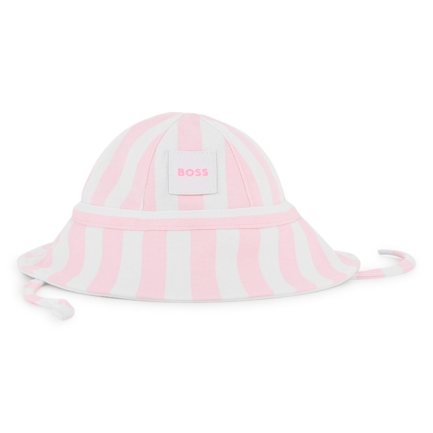 Baby Girls Pink & White Striped Hat, 1, hi-res