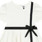 Girls White Satin Bow Dress, 1, hi-res