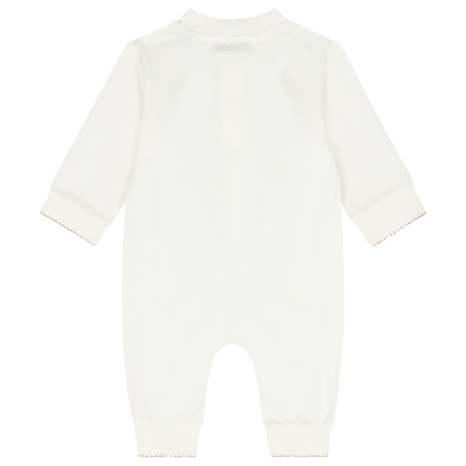 Ivory Embroidered Knight Logo Romper, 1, hi-res