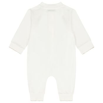 Ivory Embroidered Knight Logo Romper