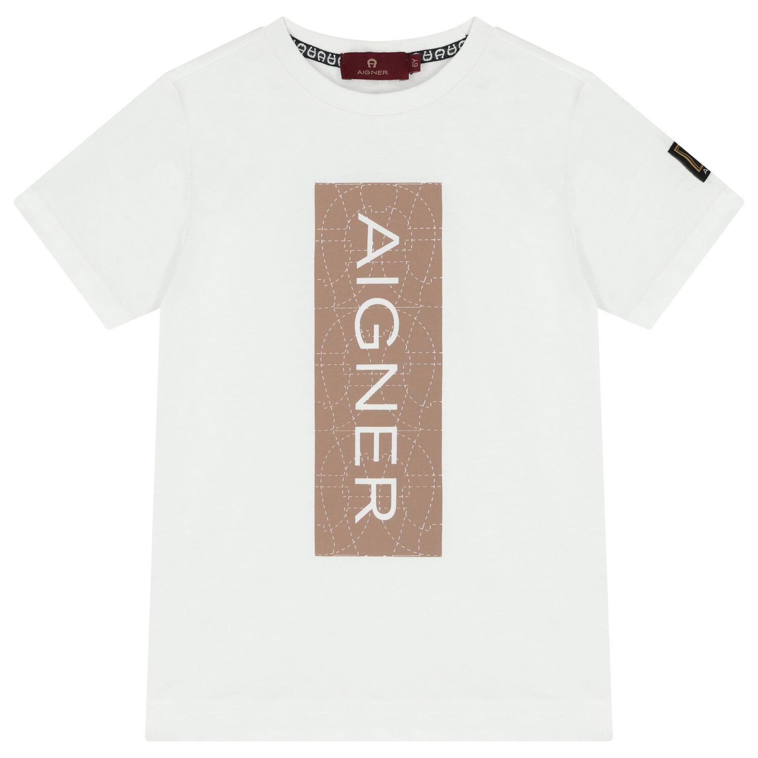 طقم شورت باللون أبيض وبيج للأولاد بشعار, 1, hi-res