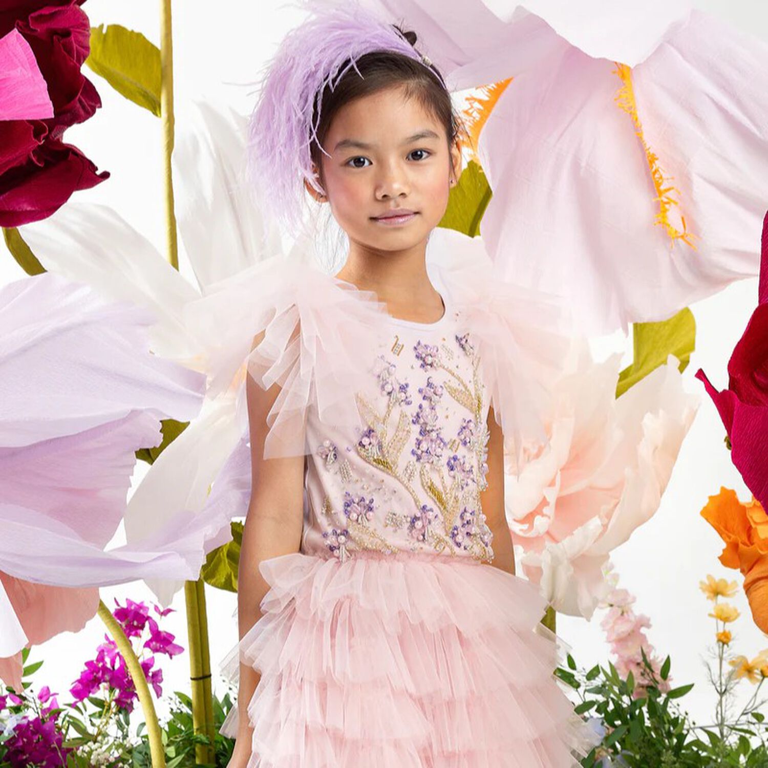 فستان توتو باللون وردي مزين للبنات, 1, hi-res image number null