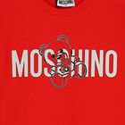 فستان سويت شيرت بالشعار باللون الاحمر, 3, hi-res