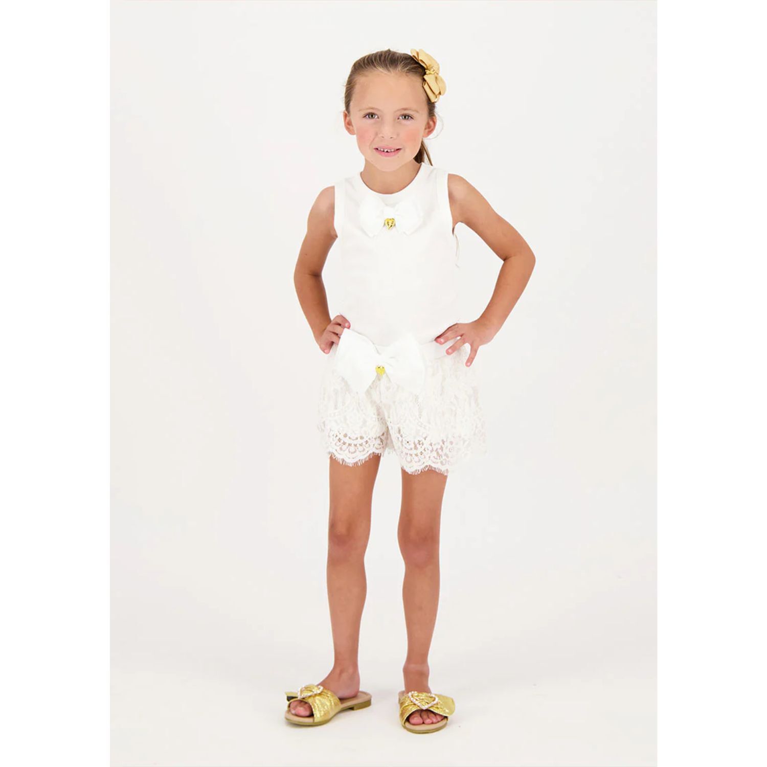 توب بنات بفيونكة باللون الأبيض, 1, hi-res