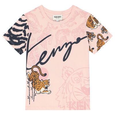 Girls Pink Logo Tiger T-Shirt