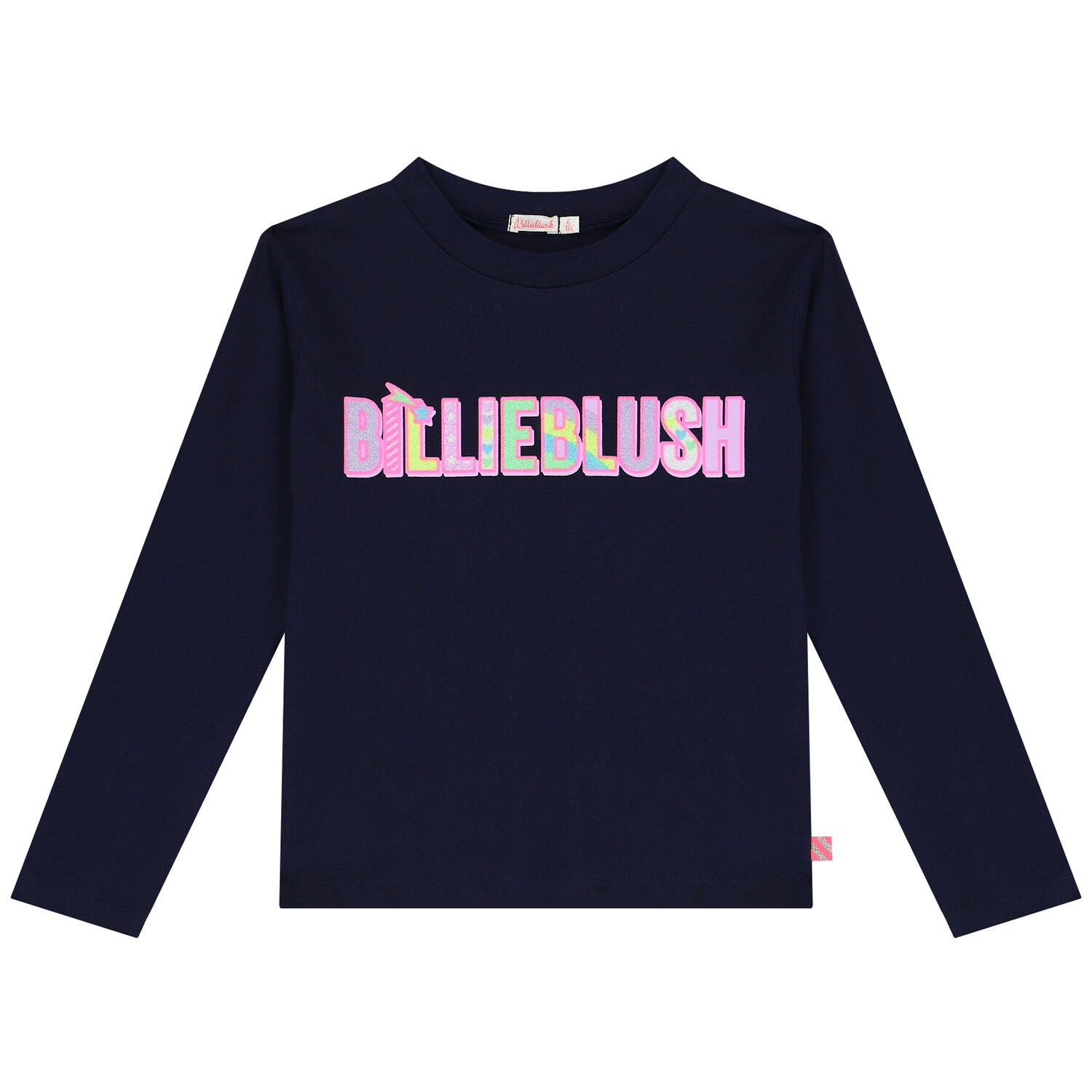 Girls Navy Blue Logo Long Sleeve Top, 1, hi-res image number null