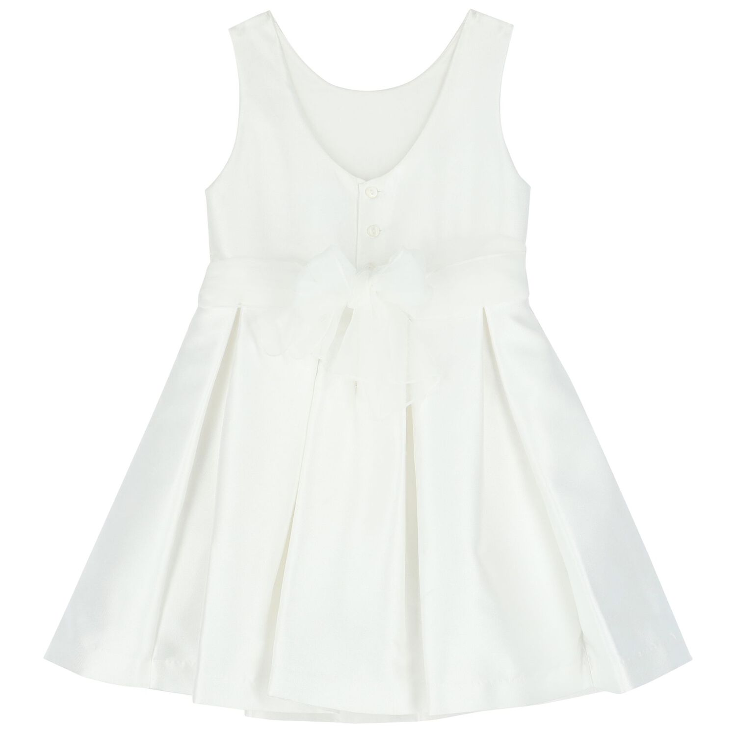 Girls White Flower Satin Dress, 1, hi-res image number null
