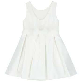 Girls White Flower Satin Dress