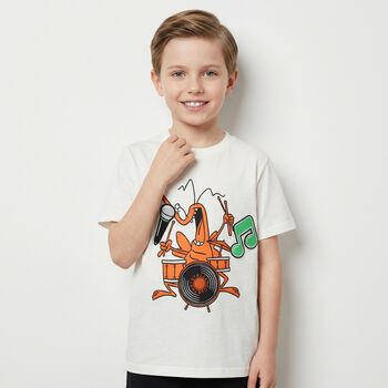 تيشيرت بالشعار باللون الابيض للأولاد