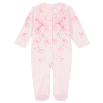 Baby Girls Pink Printed Babygrow 