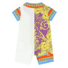 Baby Boys White & Gold Barrocco Logo Romper, 1, hi-res