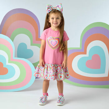 Girls Pink Sequin Heart Dress