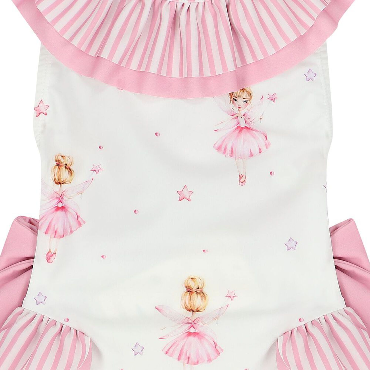 Girls White & Pink Ballerinas Swimsuit, 1, hi-res