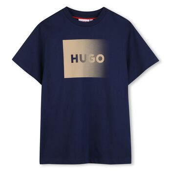 Boys Mini Me Navy Blue Logo T-Shirt