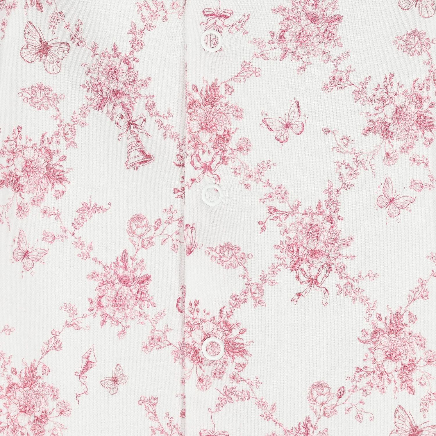 Baby Girls White & Pink Floral & Butterflies Babygrow, 1, hi-res