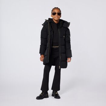 بنطال ليجنز أسود بشعار للبنات