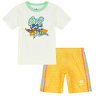 Ivory & Yellow Logo Shorts Set, 1, hi-res