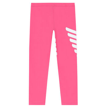 Girls Pink Logo Leggings