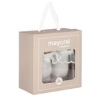 طقم بنات ربطة رأس و جوارب باللون العاجي, 1, hi-res