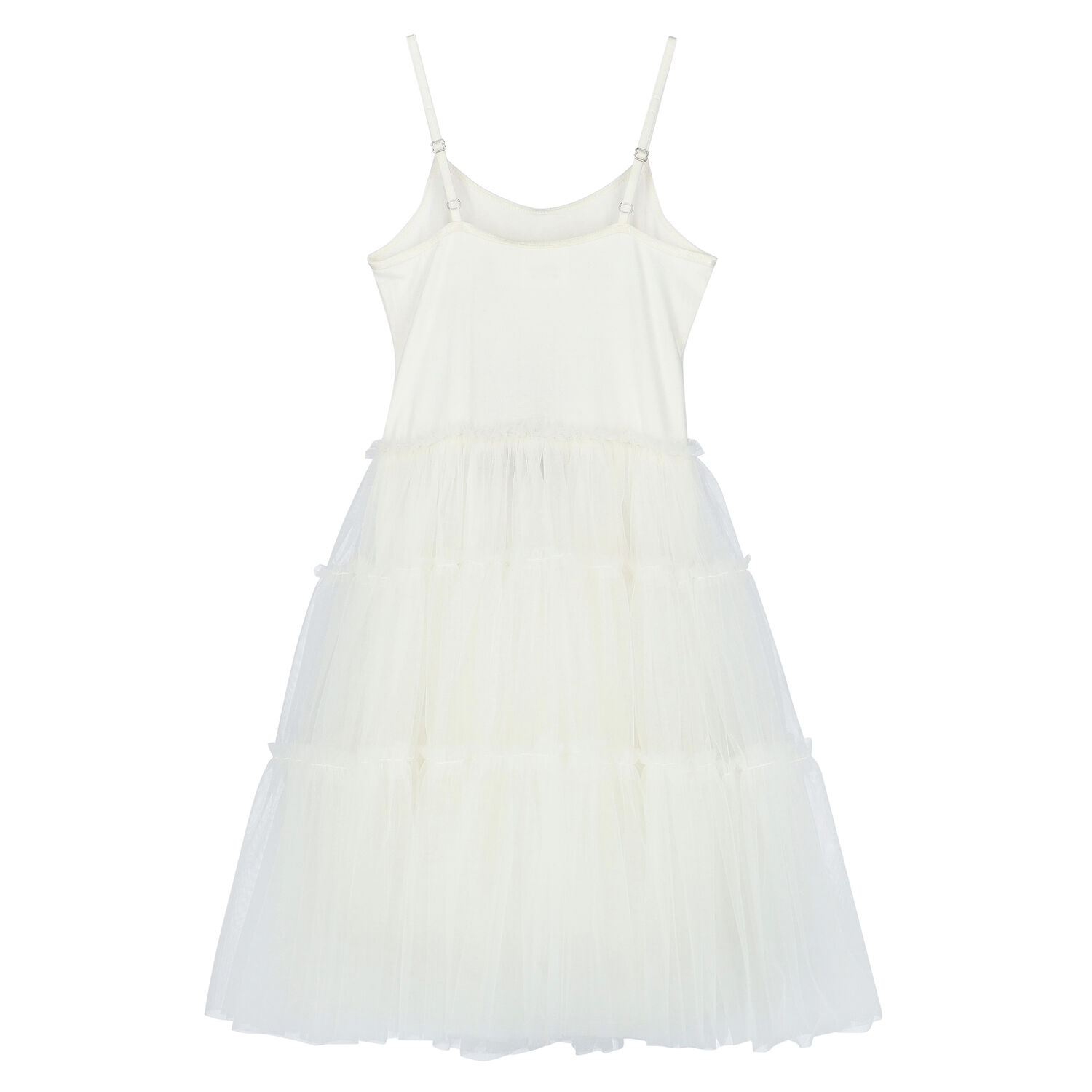 Girl White Embellished Tulle Dress, 1, hi-res image number null