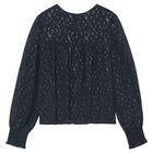 Girls Navy Blue Chiffon Blouse, 1, hi-res