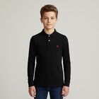 Boys Black Logo Polo Shirt , 2, hi-res