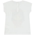 تيشيرت بنات لامع باللون الابيض والوردى, 1, hi-res