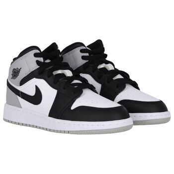 Black, White & Gold Air Jordan 1 Mid Trainers