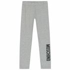 Girls Grey Logo Leggings, 2, hi-res