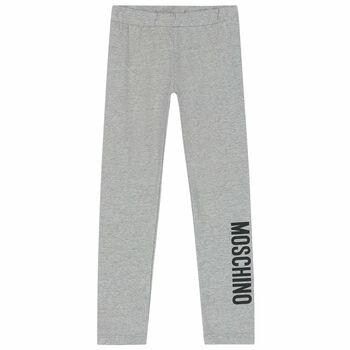 Girls Grey Logo Leggings