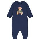 Baby Boys Navy Blue Polo Bear Romper, 1, hi-res