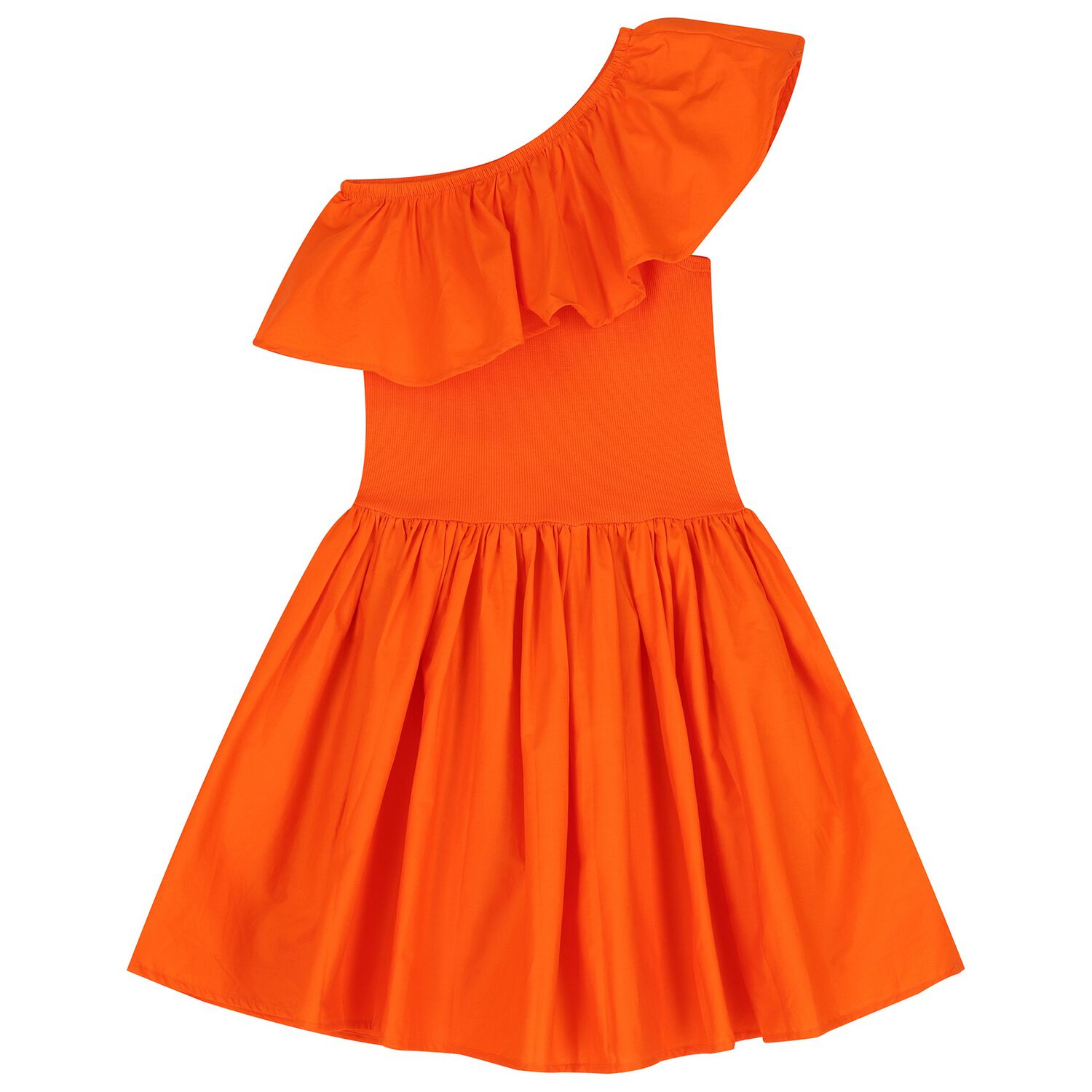 Girls Orange Ruffled Dress, 2, hi-res