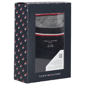 Boys Black & Grey Cotton Logo Long Sleeve Top( 2-Pack )