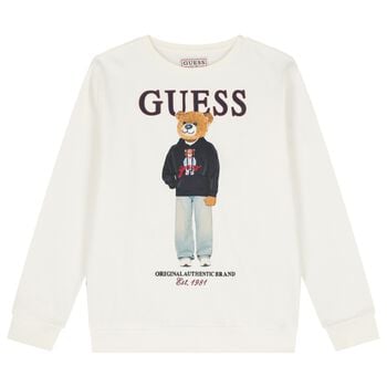 Boys Ivory Teddy Bear Logo Sweatshirt