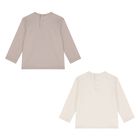Younger Boys Beige & Ivory Logo Long Sleeve Top ( 2-Pack ), 1, hi-res