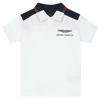 Boys White Logo Polo Shirt