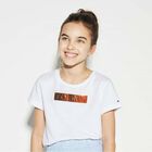 Girls White Logo T-Shirt, 2, hi-res