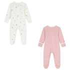 Baby Girls White & Pink Babygrows ( 2 Pack ), 1, hi-res