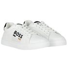 Boys White Logo Trainers, 1, hi-res