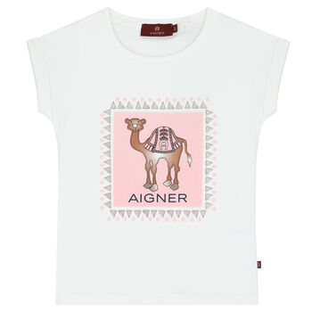 Girls White Camel T-Shirt