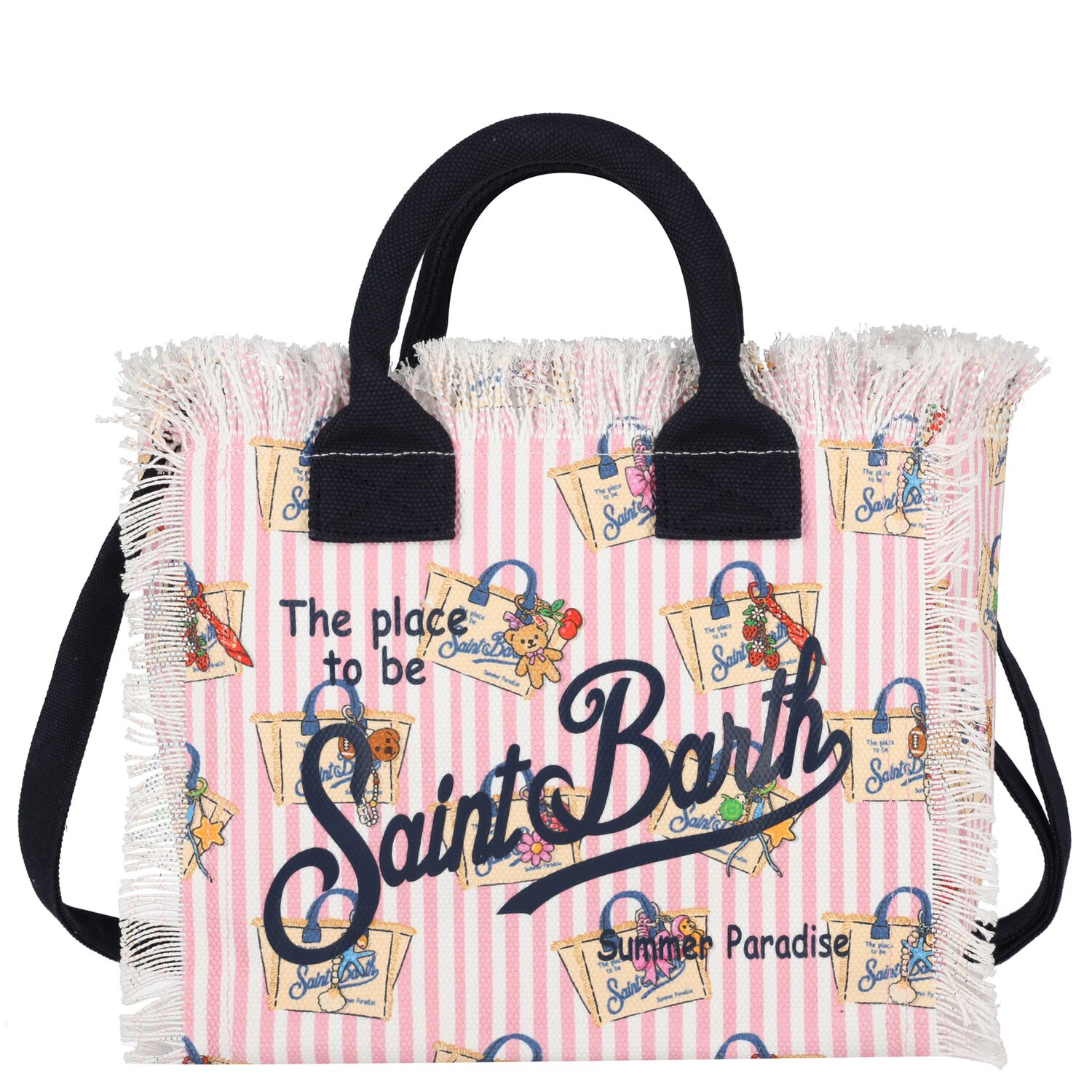 Girls White & Pink Logo Tote Bag, 1, hi-res
