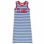 Girls Blue Stripe Dress, 1, hi-res