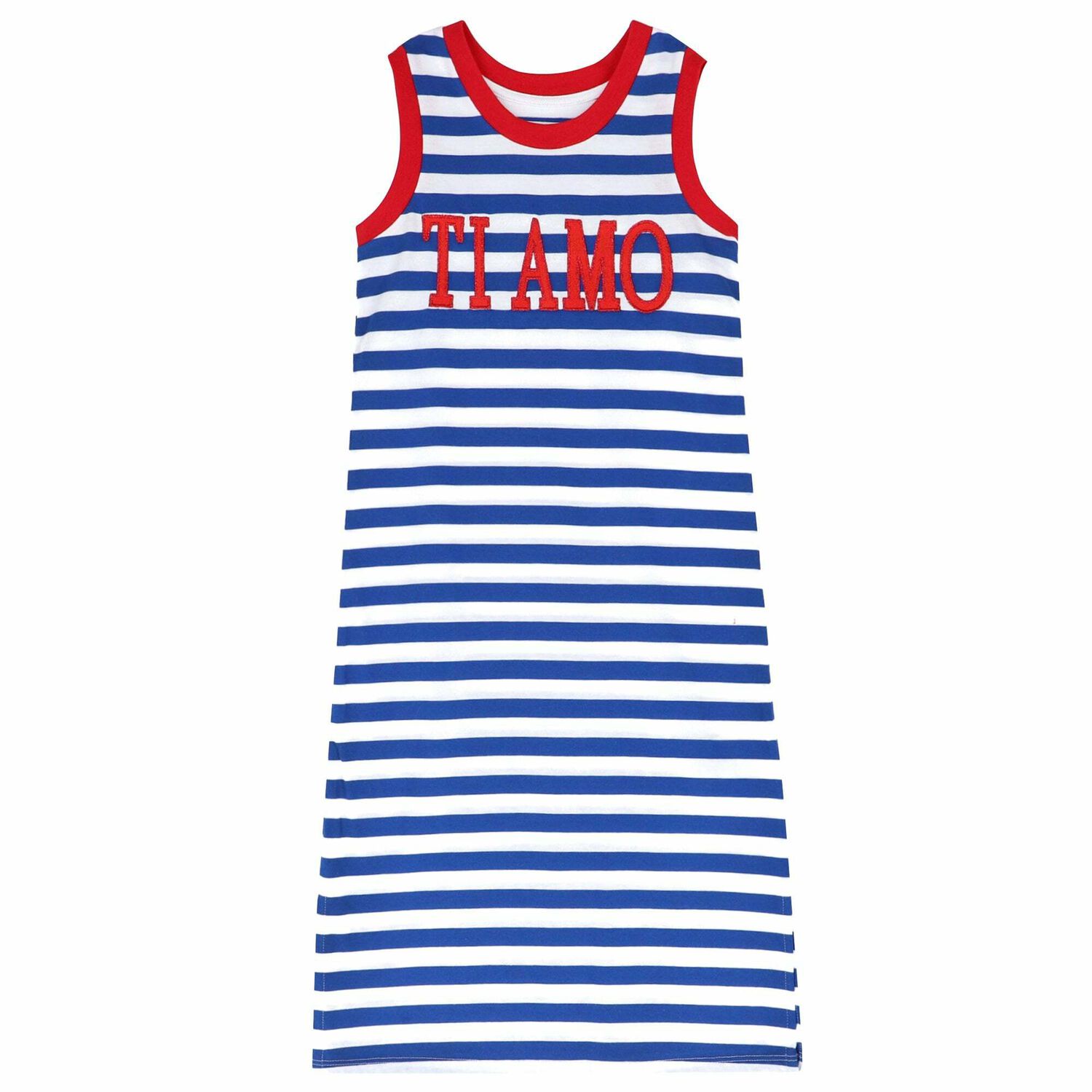 Girls Blue Stripe Dress, 1, hi-res