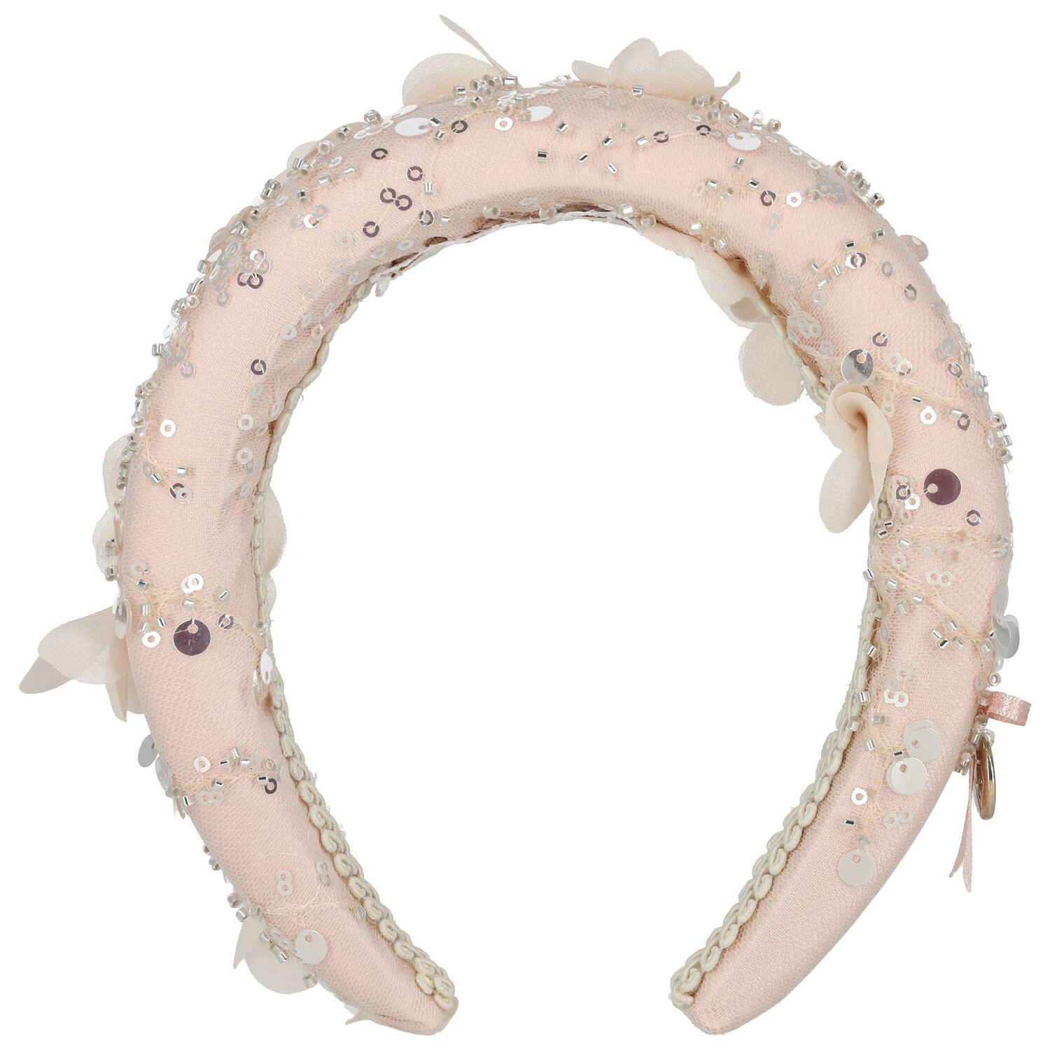 Girls Pink Sequin & Flower Headband, 1, hi-res